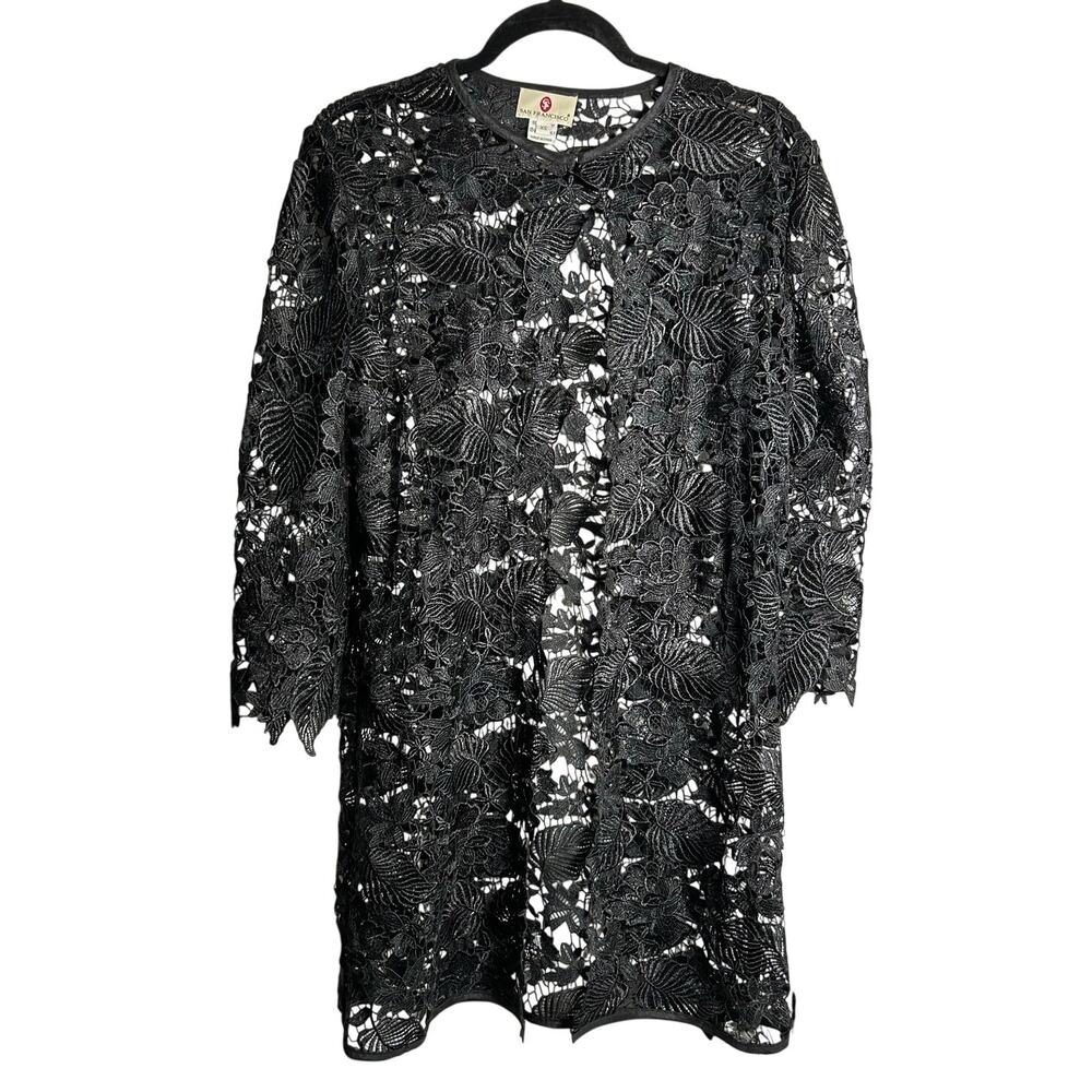 SAN FRANCISCO Black Lace Cover Jacket Well Made Vintage? Polyester Size XS